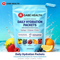 Poudre d'électrolytes sans sucre en gros, 20 sachets d'hydratation, 8 minéraux, 0 calorie, 5 saveurs de fruits pour la gym et le sport, OEM
