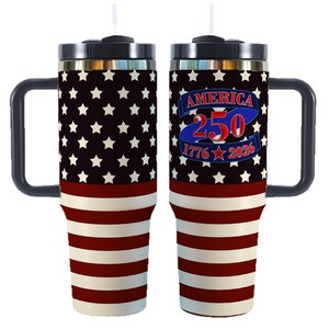 American Flag 1776 Independence 40oz Stainless Steel Vacuum Insulated Travel Tumbler with Handle <b>Large</b> Capacity Portable - Product Image 6