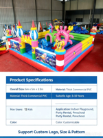 Aire de jeux gonflable sur le thème des animaux marins, château gonflable commercial pour la maternelle et la location pour fêtes d'enfants