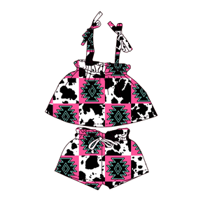 Set Canotta Estiva per Bambine <span class=keywords><strong>con</strong></span> Stampa Western, in Seta di Latte Traspirante, Elegante e Casual, Outfit per <span class=keywords><strong>Bambini</strong></span> - Product Image 4