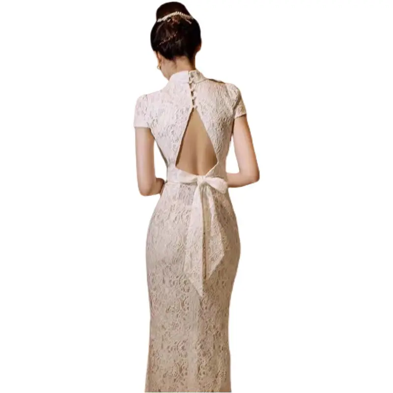 2023 Summer Bridal Marriage Engagement Lace Toast French Retro Fishtail Evening Dress Same Style For Physical Stores