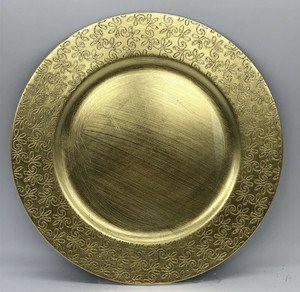 Plastic Wholesale Cheap Wedding Decoration Simple Gold Plastic Charger Plates