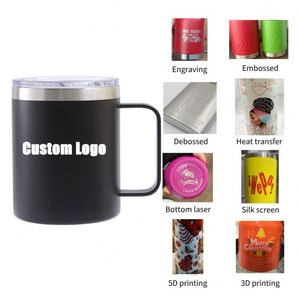 High Quality Travel <b>Double</b> <b>Wall</b> Insulated 304 Stainless Steel Tumbler Mug Office 12oz/14oz Coffee Mugs with Handle and Lids - Product Image 5