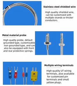 مستشعر حرارة مزدوج من النوع K مع برغي ملولب M6، يصل إلى 1200 درجة مئوية، مع درع من الفولاذ المقاوم للصدأ - Product Image 6