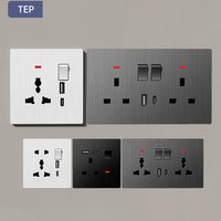 Interruptor de Luz TEP L8 de Material PC Ignífugo, 20A, 2 Tomas, IP20, Enchufe de Corriente Estándar del Reino Unido, Venta al Por Mayor