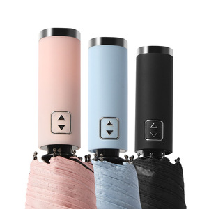 23 Inches 10 Ribs Polyester Advertising Gifts Modern Travel Fully-<b>Automatic</b> Open UV50+ Protection Custom Logo Printed 3-Folding - Product Image 1