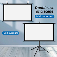 Écran de projection pliable 4K 60 84 100 pouces à double usage, montage mural, trépied, hauteur réglable pour home cinéma