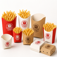 Boîte en carton blanc avec ouverture ventilée, conception de service, carton enduit PE, emballage pour frites de restauration rapide, fourniture OEM ODM pour la restauration commerciale