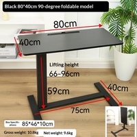 Bureau debout pliable simple à hauteur réglable avec vérin pneumatique, cadre métallique, roulettes lisses, table d'appoint mobile pour ordinateur portable à domicile