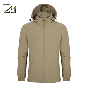 Veste imperméable à capuche pour homme Aonesport, en nylon, col montant, fermeture éclair, coupe classique, veste d'extérieur - Product Image 3