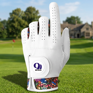 Custom Women's Golf <b>Gloves</b> 1 Pair Left/Right <b>Hand</b> Breathable <b>Moisture</b> Wicking 3D Mesh Non-Slip Sheepskin Hook Loop Closure - Product Image 4
