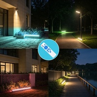 Lampes LED solaires décoratives linéaires pour extérieur, étanches IP65, à intensité variable par télécommande RGB, pour aménagement paysager