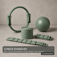 Kit de Pilates antidérapant OEM ODM 5 pièces avec ballon, anneau, bande de résistance et poids de cheville – Vente en gros