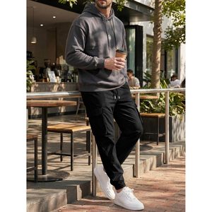 FOXA Men's <b>Cargo</b> Joggers <b>Pants</b> <b>Stretch</b> Elastic Waist Drawstring Tapered Sweatpants With Pockets Breathable Casual Wear - Product Image 3