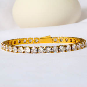 Pulsera y brazalete de moda de acero inoxidable 316L resistente al agua y al deslustre, chapado en oro de 14K y 18K, pulsera tipo tenis para mujer - Product Image 3
