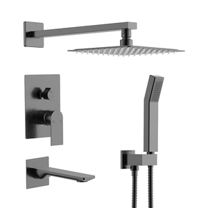 Système <span class=keywords><strong>de</strong></span> robinetterie <span class=keywords><strong>de</strong></span> douche <span class=keywords><strong>de</strong></span> luxe noir pour salle <span class=keywords><strong>de</strong></span> <span class=keywords><strong>bain</strong></span>, ensemble mural en acier inoxydable avec pommeau <span class=keywords><strong>de</strong></span> douche pluie et poignée pour baignoire - Product Image 5