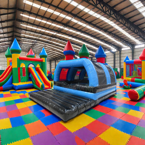 Matelas gonflable commercial interactif pour jeux sportifs, tunnel de jeu, avec toit et airbag de réception souple pour parc d'attractions - Product Image 3