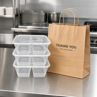 Boîte de préparation de repas à 2 compartiments de 1000 ml, récipient de stockage alimentaire jetable avec couvercle hermétique facile à ouvrir