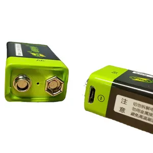 2X ZNTER 9V 600mAh USB可充电锂离子9V Lipo电池 + usb电缆