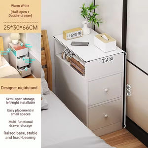 Mesa de Noche Esquinera Multifuncional Moderna, Ecológica, Duradera, para Espacios Pequeños, Gabinete de Almacenamiento Ultra Estrecho, Mesa Auxiliar para Cama - Product Image 2