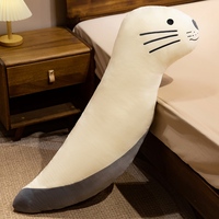 Coussin long de 100 cm en peluche Capybara, motif animaux marins mignons (phoque et lion marin) pour dormir