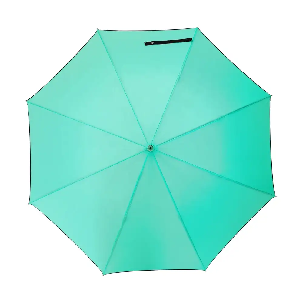 Blue Fluor scent Fashion Halbautomati scher J-Form Griff Gerader Regenschirm mit kunden spezifischem
