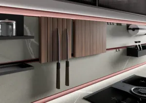 AModern desain kabinet dapur pernis selesai, desain furnitur dapur kayu apartemen otomatis