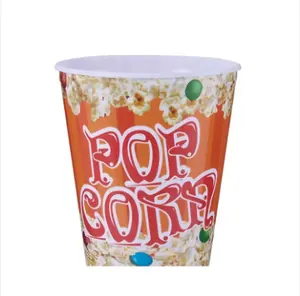 24-46OZ biodegradabile bella vendita calda stampa personalizzata a parete singola carta monouso secchio per Popcorn con coperchio