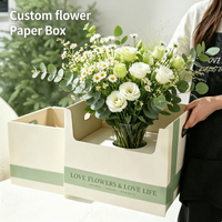 Boîte de transport pliable personnalisée en carton ondulé pour fleurs, support de vase floral, boîte pour bouquet frais, pot de plante, emballage pour fleuriste