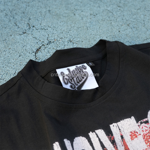 T-shirt <span class=keywords><strong>Homme</strong></span> Personnalisé Streetwear en Coton de Haute Qualité, Poids Lourd, Ourlet Brut et Effet Vieilli, Vente en Gros - Product Image 5