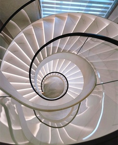 Escalier en colimaçon en acier et bois courbé avec marches en verre pour intérieur et extérieur – Offre Spéciale - Product Image 1