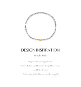 S925 Silver Classic Two Tone Beaded Chain <b>Bracelet</b> <b>Adjustable</b> Silver Tone with <b>Gold</b> Accent Bead for Daily Wear and Layering - Product Image 6