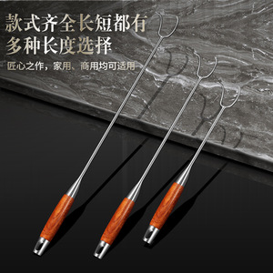304 Stainless Steel Meat Hook With Wooden Handle Extended Thickened Roast Duck Braised Meat Hook Household Commercial Use - Product Image 1