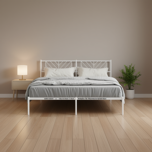 Struttura Letto in Metallo Bianco 72 X 84 Pollici, Design Minimalista, Arredamento Camera da Letto, Struttura Stabile - Product Image 2