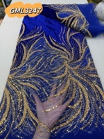 Tissu en dentelle de velours brodé de couleur violette, idéal pour les tenues de mariée indiennes, matériel de luxe pour les mariages africains et indiens