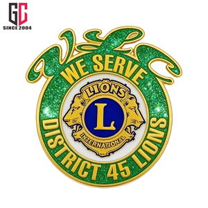 12 Yıllık Fabrika Özel Üretim Metal Emaye Rozetleri Lions Kulübü Rozeti Bölge 45 Lions Hizmet Vermektediriz Rozeti El Sanatları Hediyesi Simli Renkli Rozet - Product Image 2