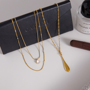 สร้อยคอจี้รูปหยดน้ำสแตนเลส เครื่องประดับรูปทรงหยดน้ำสำหรับฤดูใบไม้ร่วงฤดูหนาว สร้อยคอแฟชั่น - Product Image 4