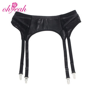 Mutandine con Giarrettiera in Pizzo Floreale di Lusso, Cintura in Pelle PU Nera con <span class=keywords><strong>Clip</strong></span> Metalliche, Vita Alta Trasparente, Taglie Forti, Biancheria Intima <span class=keywords><strong>Sexy</strong></span> da Donna - Product Image 5