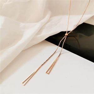 Tam giác tua có thể điều chỉnh thép không gỉ trang sức vòng cổ thời trang colorfast Titan dài chuỗi Hàn Quốc 3 màu sắc thép choker - Product Image 4