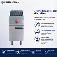 Barbecue commercial autoportant en acier inoxydable avec rôtissoire à pierres de lave et meuble de rangement