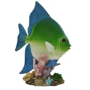 Wholesale Sea Animal Colorful Tank Ornament Flippity Betta Figurine Coral Statue Resin Aquarium Decor Tropical Fish Sculpture