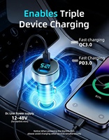 Adaptor Mobil Starlink Mini 5M Kabel DC Adaptor Pemantik Rokok 12V-48V Tampilan Tegangan Tembaga Tahan Lama USB-C PD 45W USB-A 35W