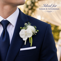 Boutonnière de poignet en rose artificielle blanche, fleur de simulation pour la mariée, le marié, la demoiselle d'honneur, la décoration de mariage, de banquet et de fête