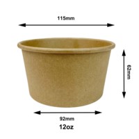 Bol d'emballage En Papier rond marron, 1 pièce, 12Oz, ODM/OEM, pour salade soluble, Kraft rapide
