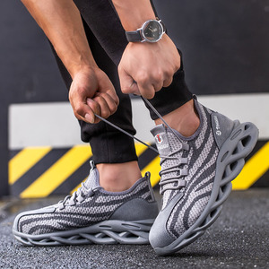 Men's Industrial <strong>Work</strong> Safety Shoes Casual <strong>Trainer</strong> with Steel Toe &amp; Non-slip Fly Knit Protective for Factory Use TPU Insole - Product Image 6