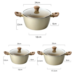 Juego de Ollas de Cerámica Antiadherentes de 6 Piezas con Tapas de Vidrio y Asas de Madera Suaves al Tacto, en Oferta - Product Image 2