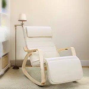 Songmics Woonkamer Bentwood Ligstoel Slaapkamer Moderne Stof Fauteuil Stoelen Houten Kussen Schommelstoel