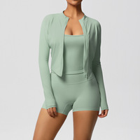 Ensemble de yoga respirant deux pièces sans couture pour la maternité : Leggings et short – Tenue de sport grande taille