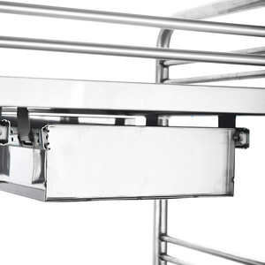 รถเข็นสเตนเลสสามชั้น Haijuya พร้อมลิ้นชักคู่ สำหรับใช้ในร้านเสริมสวย - Product Image 4