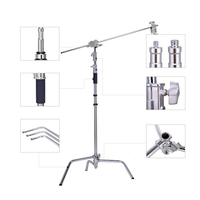 Trépied de photographie en acier inoxydable de 320cm avec bras de flèche Support en C professionnel pour studio photo Softbox